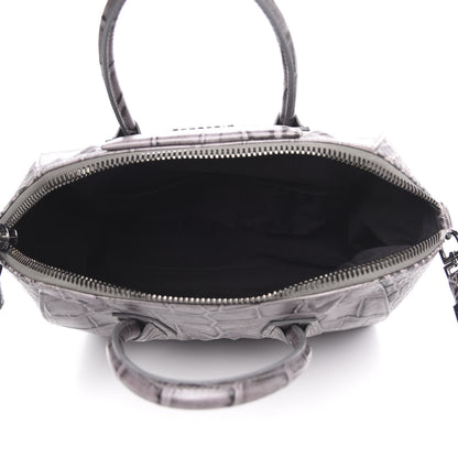 Givenchy Calfskin Crocodile Embossed 3D Stud Medium Antigona Storm Grey 5 of 12