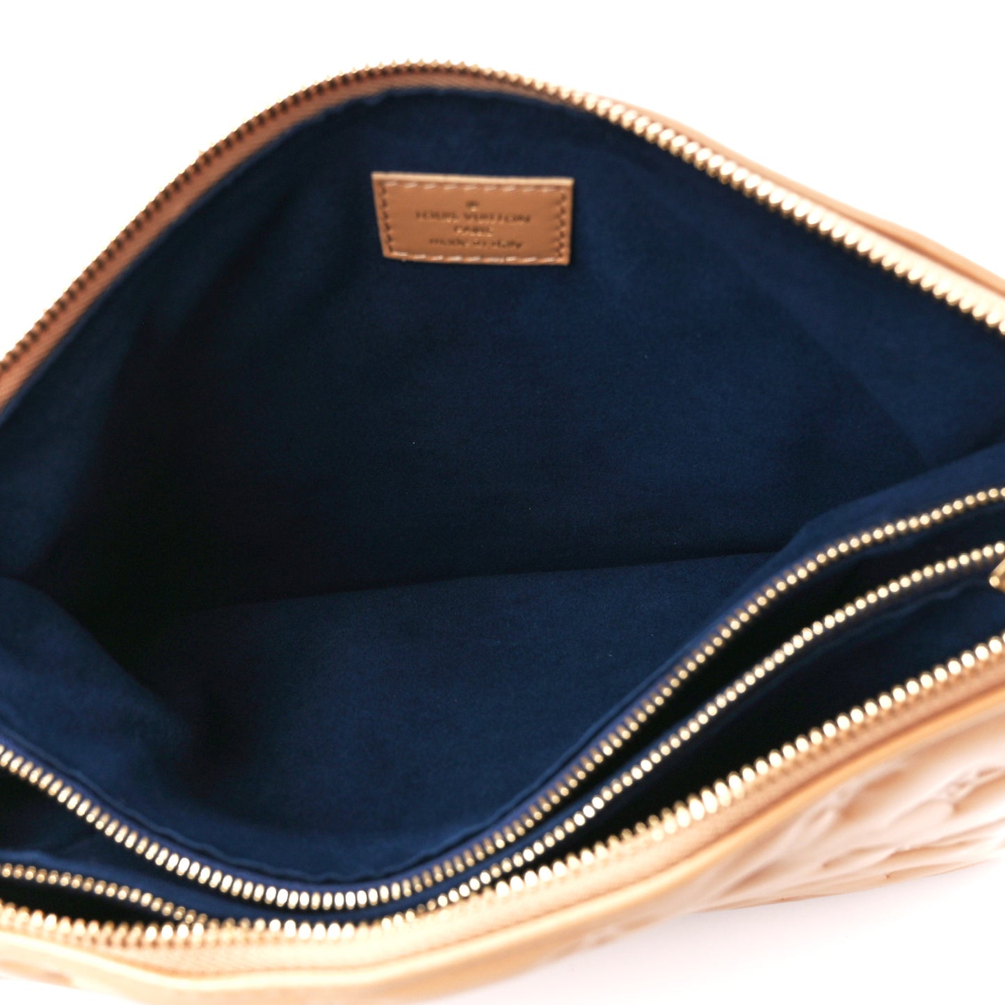 Lambskin Embossed Monogram Coussin PM Camel