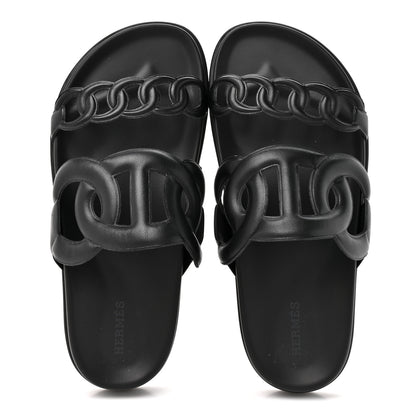 Hermes Nappa Extra Sandals 37 Black 2 of 9