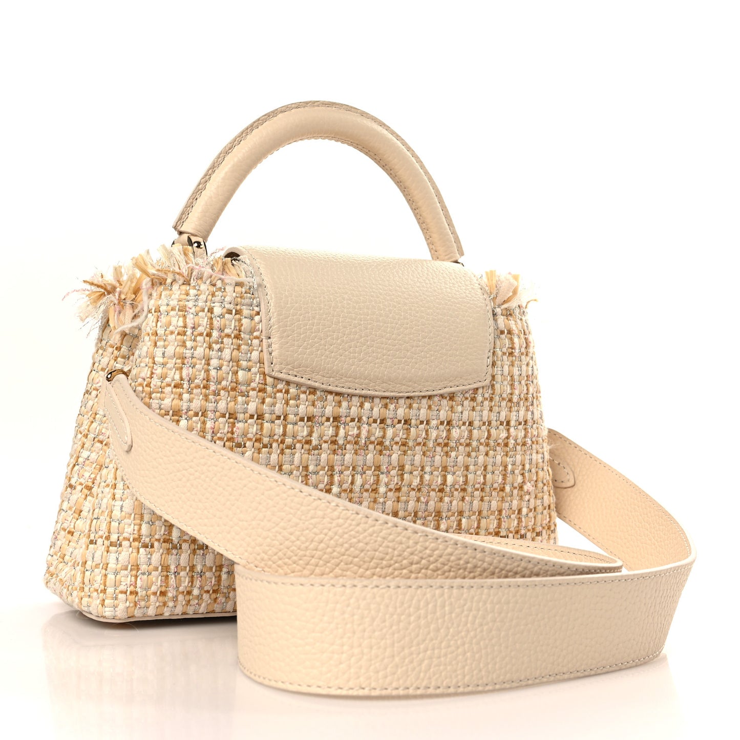 Tweed Taurillon Capucines BB Beige
