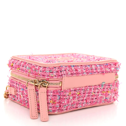 Chanel Tweed Quilted Small CC Filigree Vanity Case Pink 4 of 10