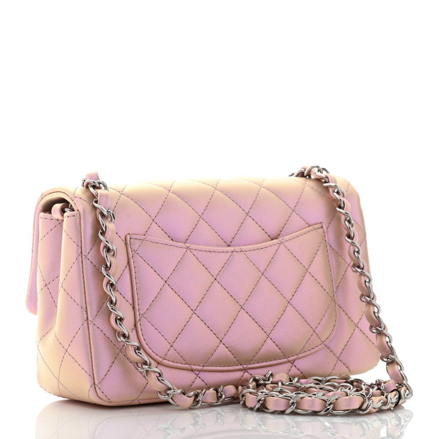 Chanel Iridescent Calfskin Quilted Mini Rectangular Flap Pink 3 of 10