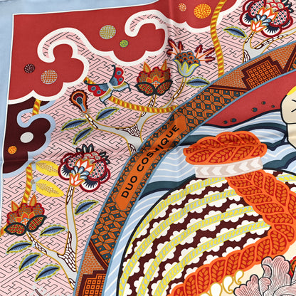 Hermes Silk Twill Duo Cosmique Scarf 90 Bleu Ciel Brique 6 of 6