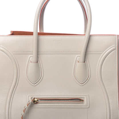 Celine Smooth Calfskin Medium Phantom Luggage Chalk Orange Trim 9 of 13