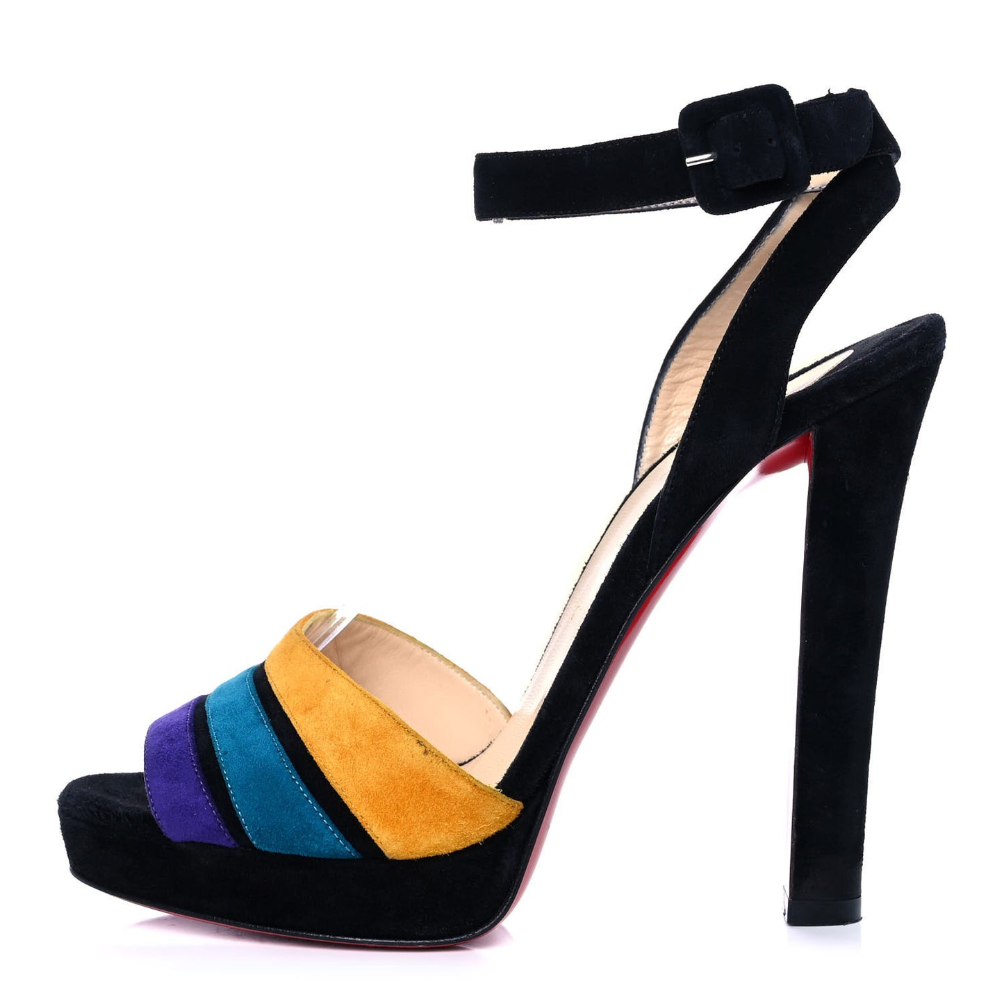 Suede Platform Sandals 37.5 Black Multicolor