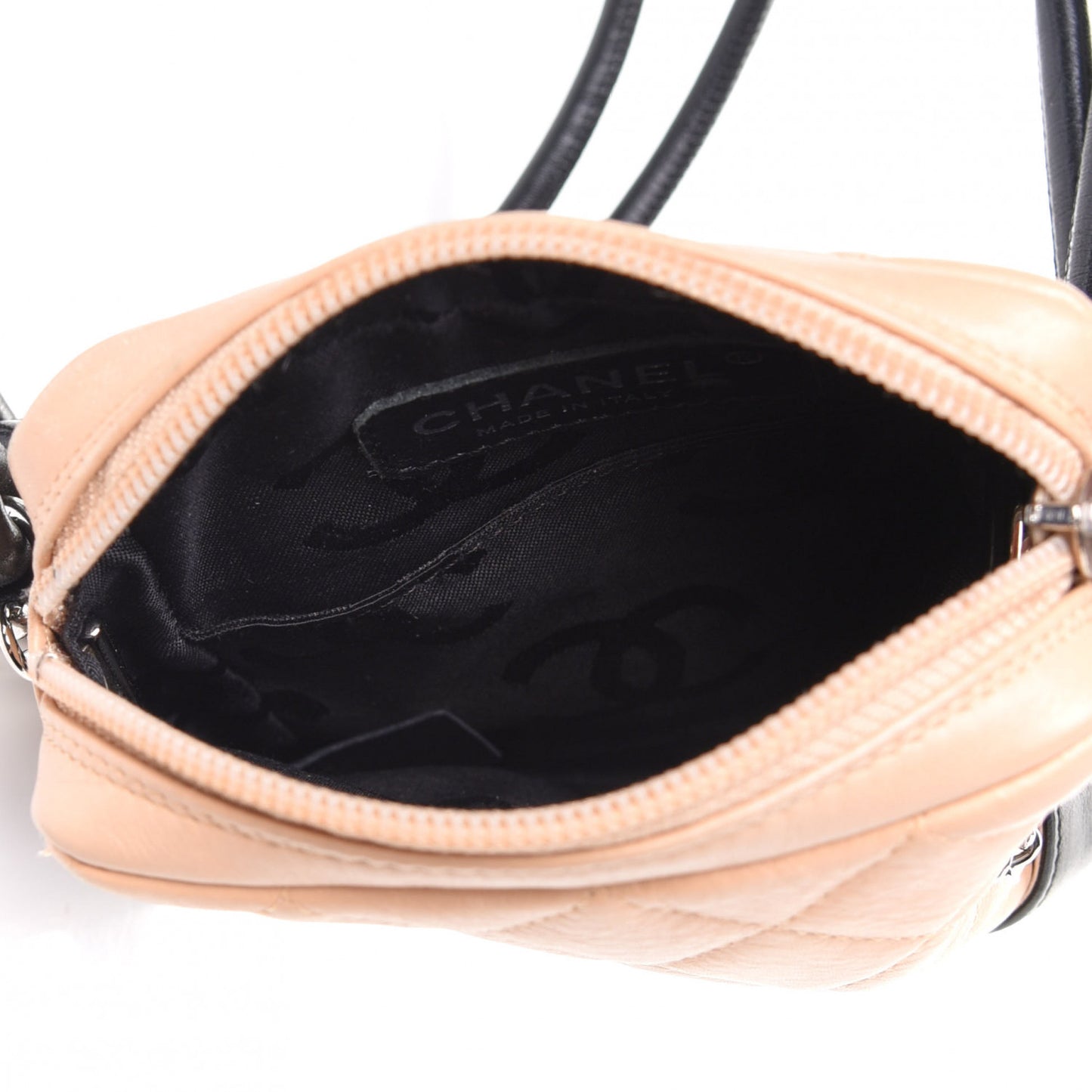 Calfskin Quilted Small Cambon Messenger Beige Black