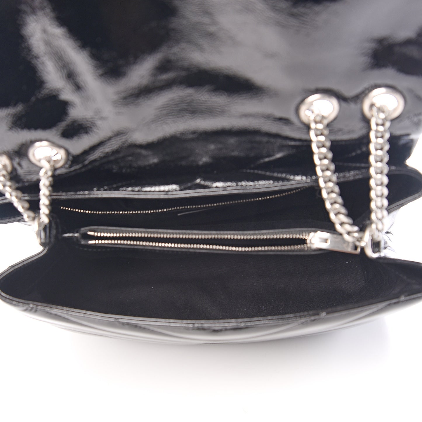 Patent Y Quilted Monogram Medium Loulou Chain Satchel Black