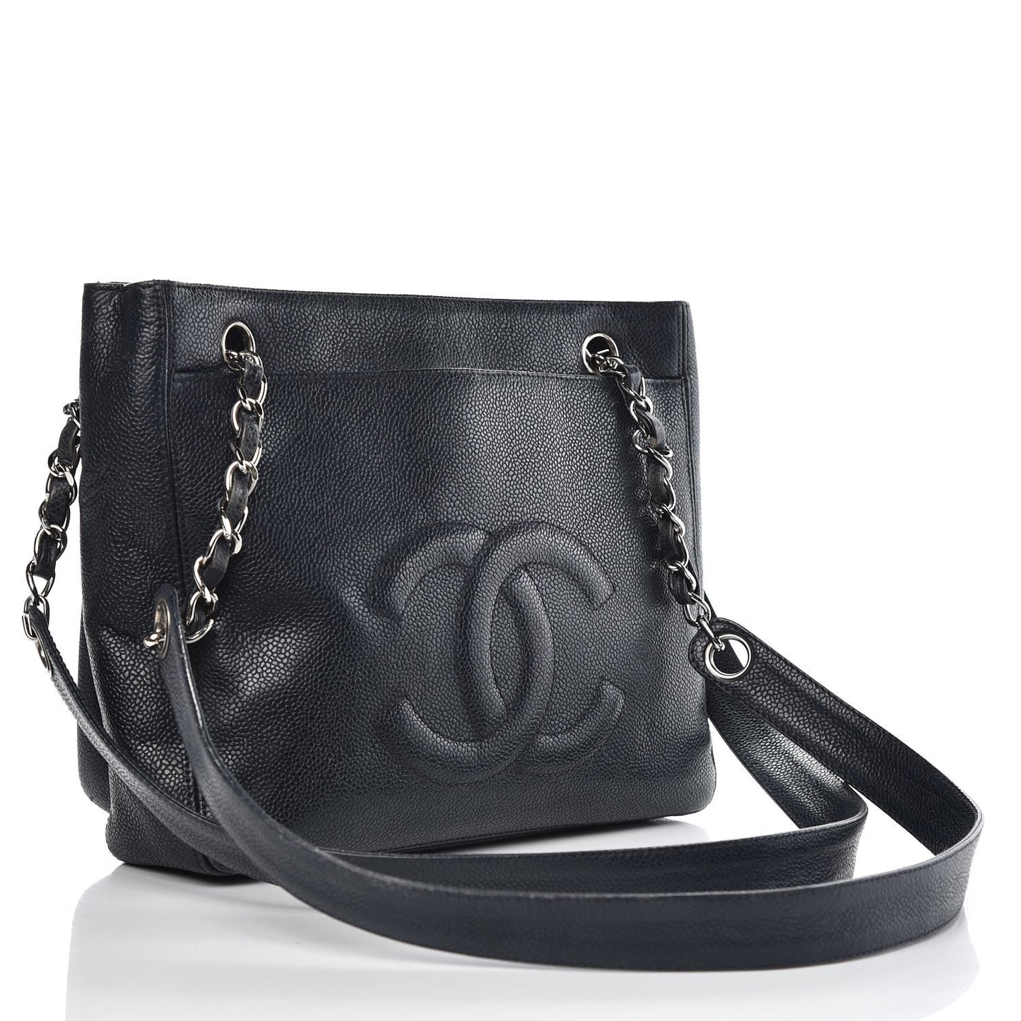 Caviar Flap Shoulder Bag Navy