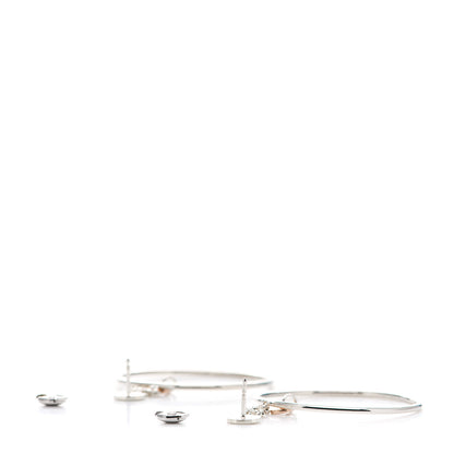 Hermes Sterling Silver 18K Rose Gold PM Ex-Libris Hoop Earrings 3 of 6