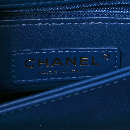 Chanel Caviar Quilted Lizard Embossed Mini Coco Handle Flap Navy Blue 5 of 9
