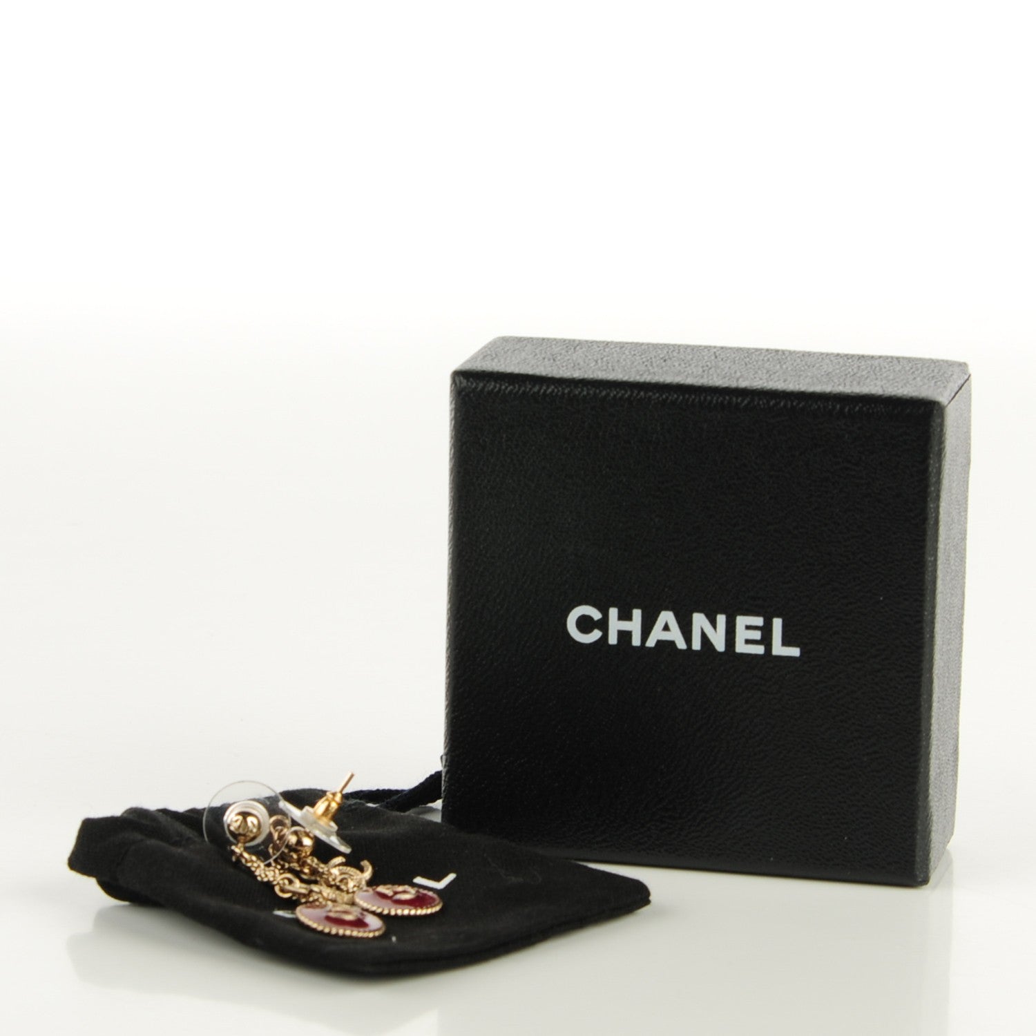 Chanel Enamel N°5 CC Drop Earrings Red Gold 4 of 4