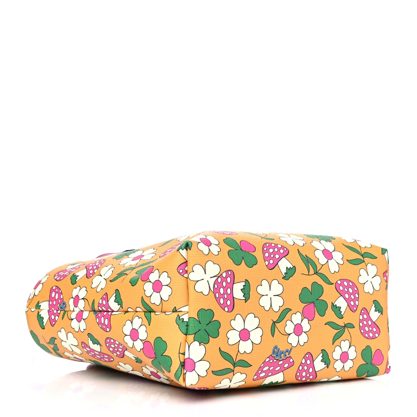Canvas Childrens Flower Mushroom Print Tote Pink Yellow