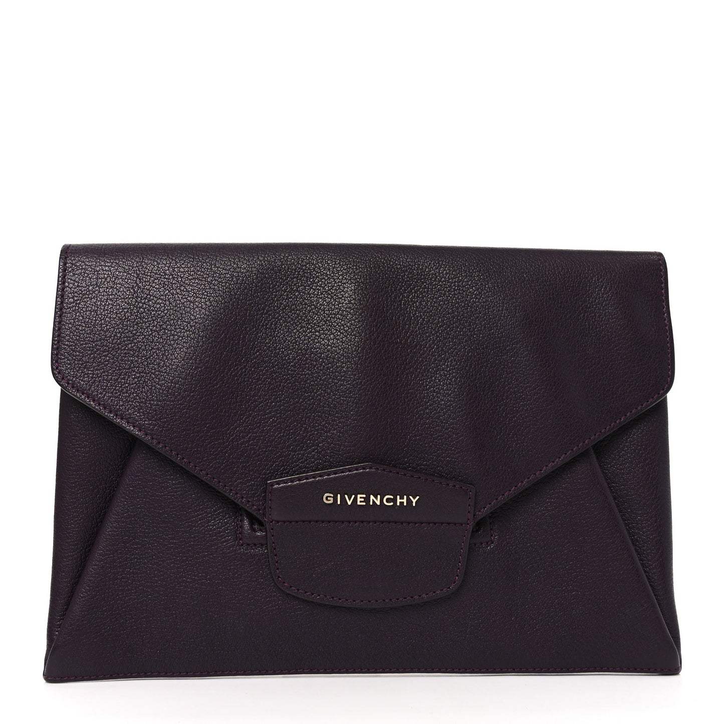 Sugar Goatskin Medium Antigona Envelope Clutch Aubergine