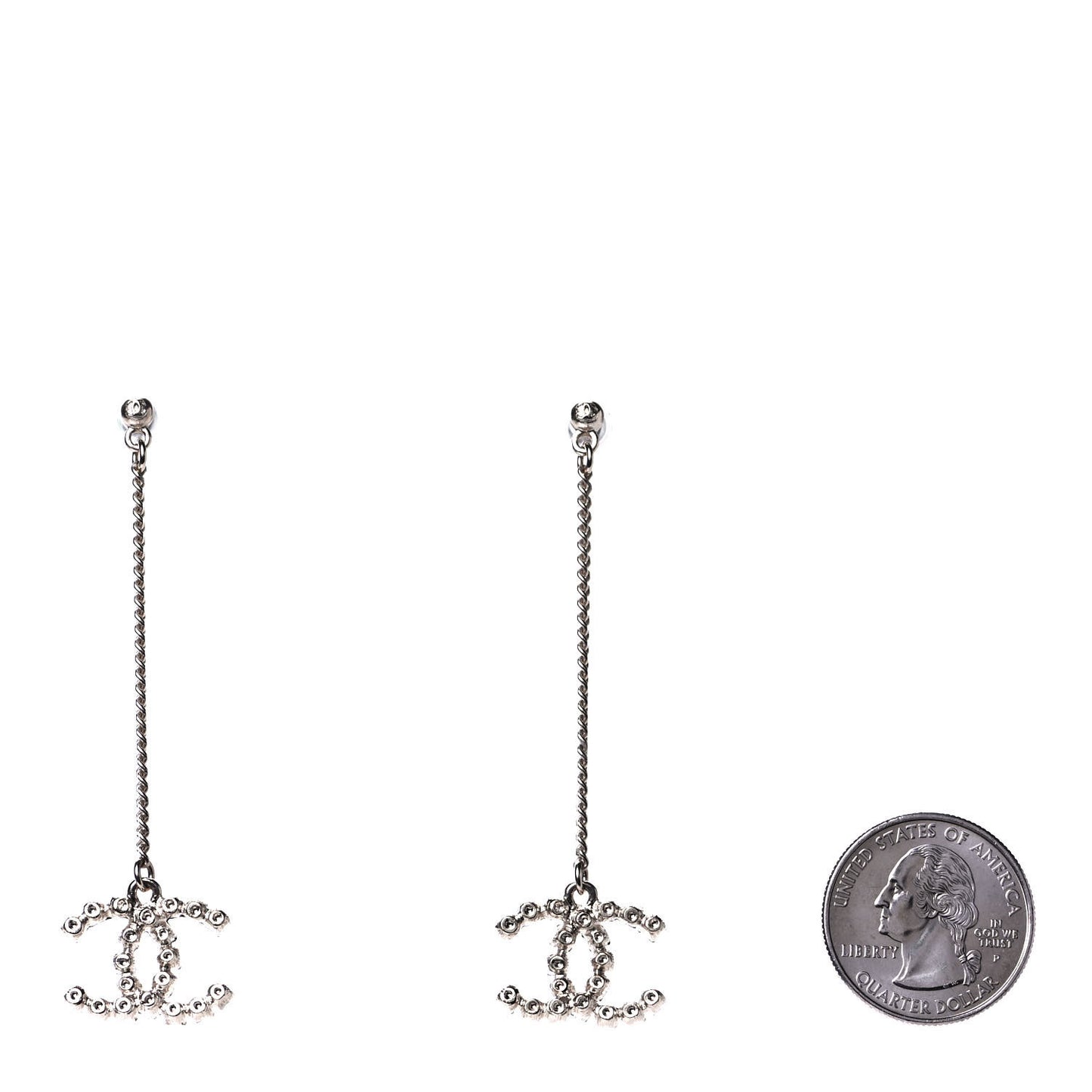 Crystal CC Drop Earrings Pink Grey Gold