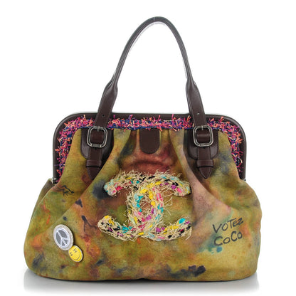 Chanel Washed Toile Graffiti On The Pavements Bowler Khaki Multicolor 1 of 8