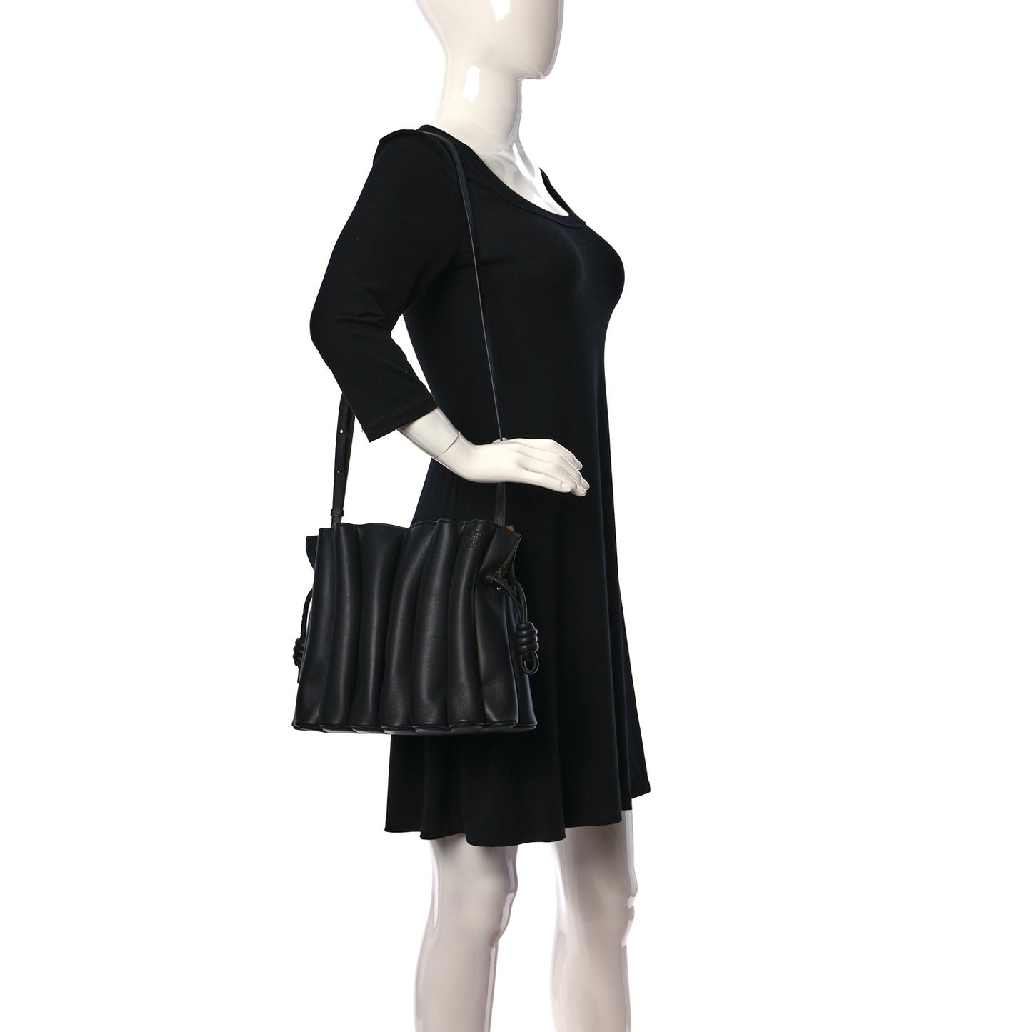 Calfskin Ondas Flamenco Knot Bag Black