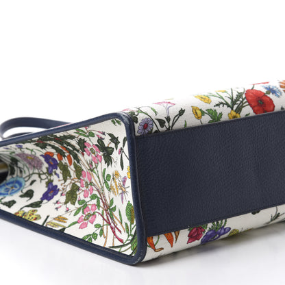 Gucci Canvas Large Flora Tote Navy Multicolor 6 of 12