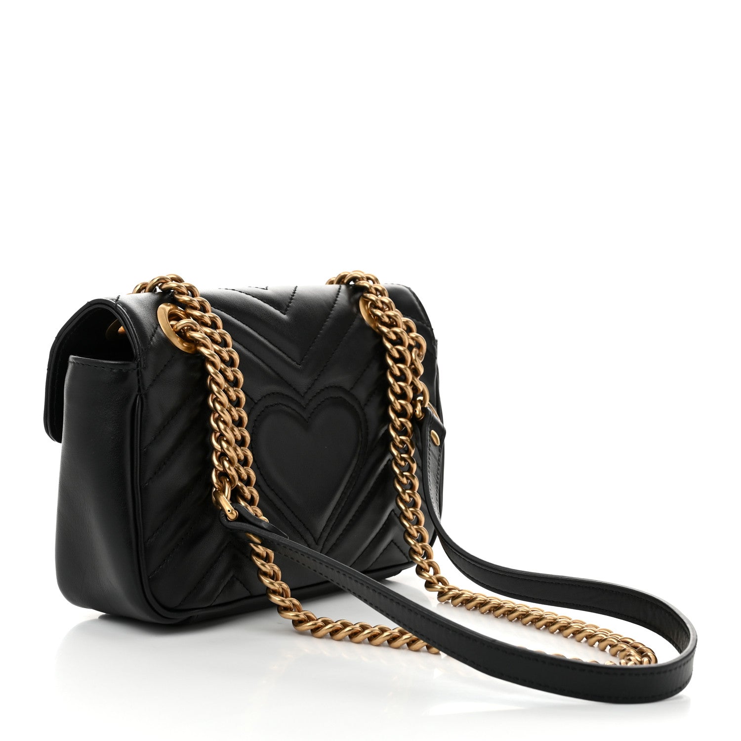 Gucci Calfskin Matelasse Mini GG Marmont Shoulder Bag Black 3 of 10