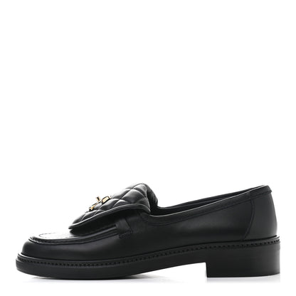 Chanel Lambskin Quilted CC Turnlock Loafers 37 Black 1 of 9