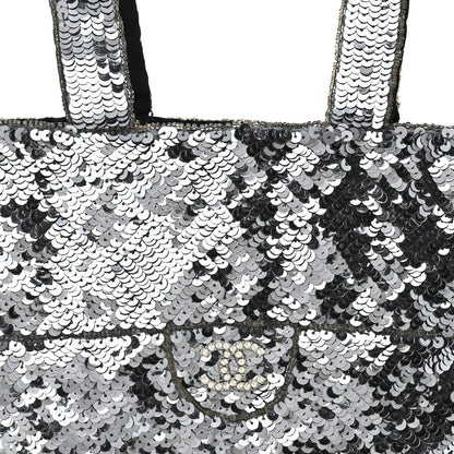 Chanel Satin Sequin Mini Tote Blue 8 of 11