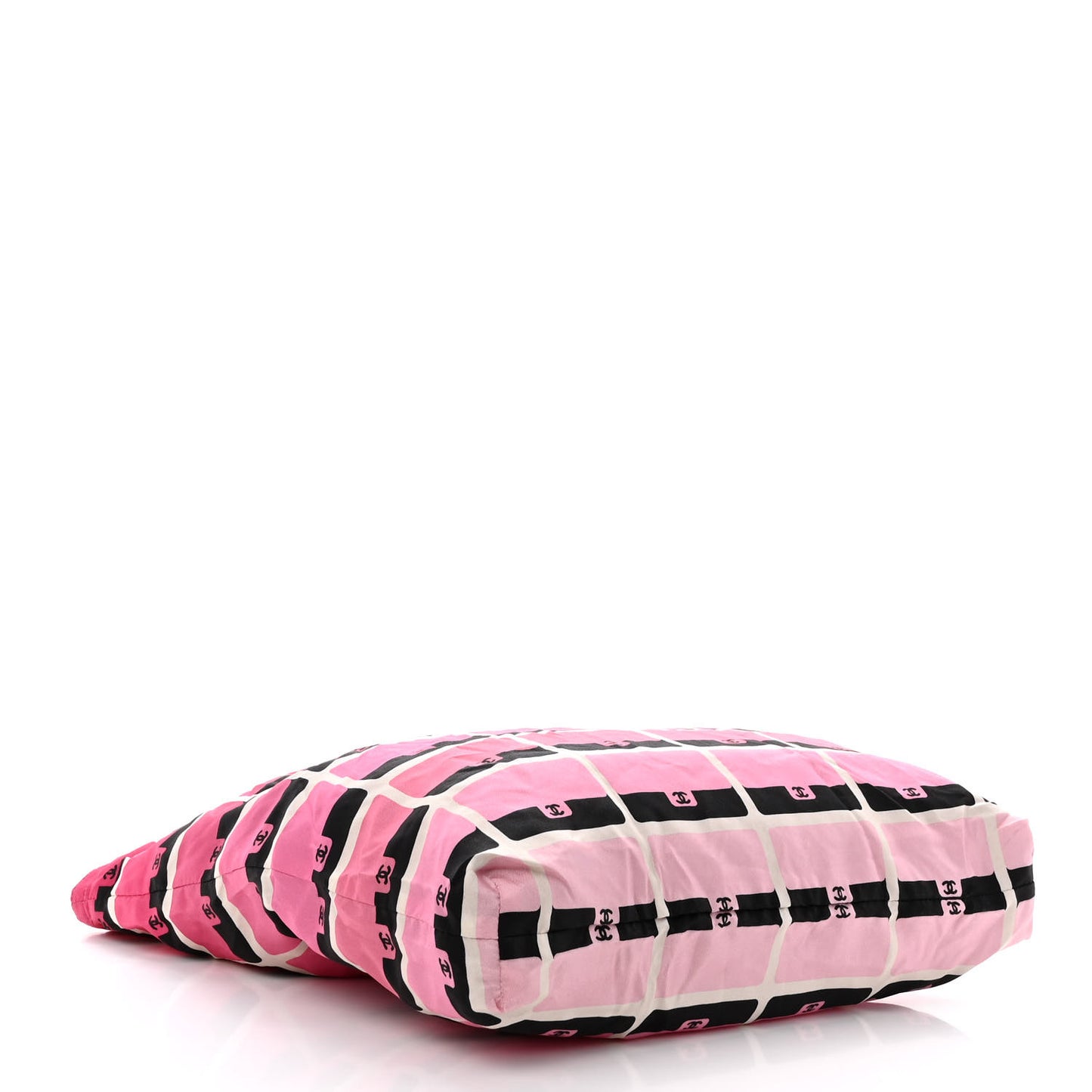 Caviar Fabric Quilted Foldable Tote With Chain Pink Multicolor