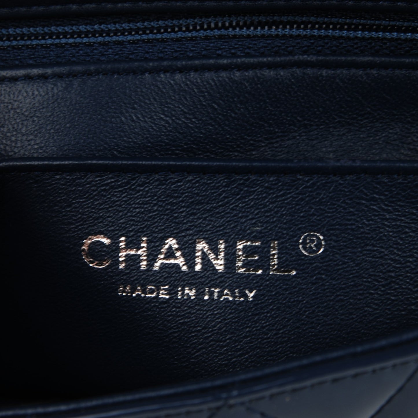 Patent Quilted Mini Rectangular Flap Navy Blue