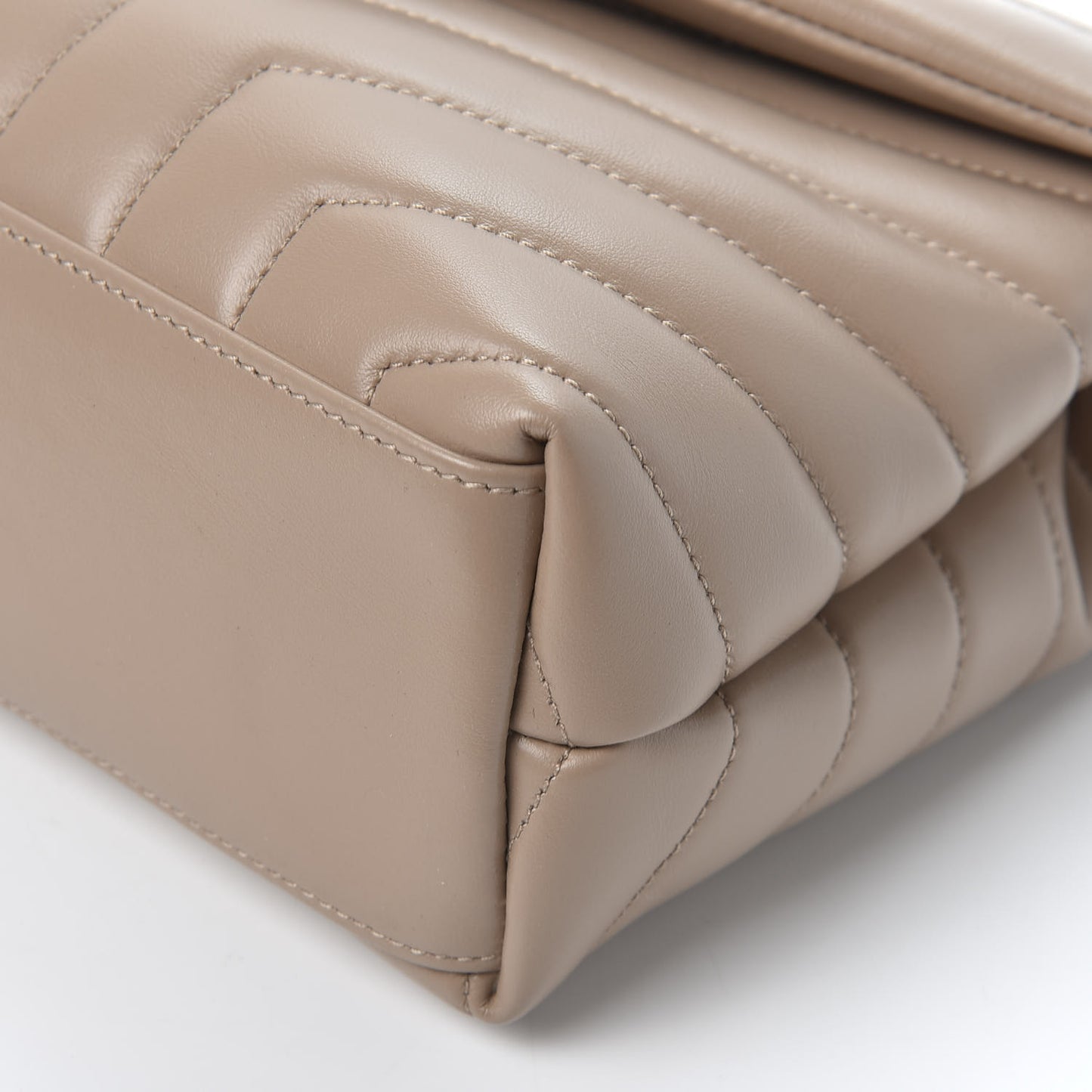Calfskin Y Quilted Monogram Small Loulou Chain Satchel Dark Beige