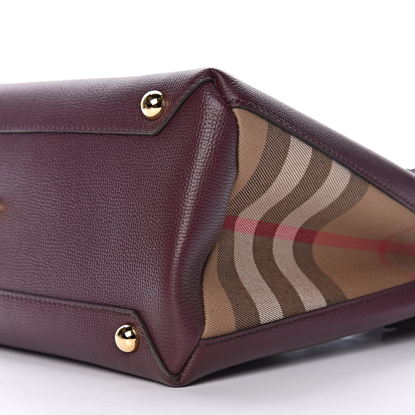 Grainy Calfskin House Check Medium Banner Tote Elderberry