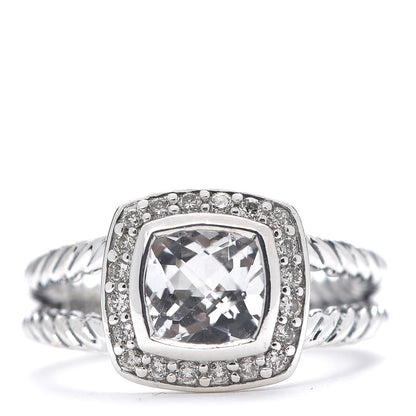 David Yurman Sterling Silver Diamond White Topaz 7mm Petite Albion Ring 50 5.5 1 of 4