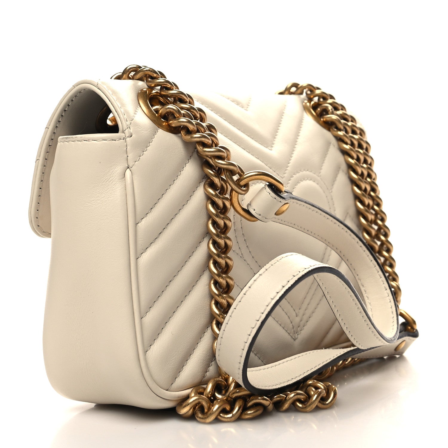 Gucci Calfskin Matelasse Mini GG Marmont Shoulder Bag White 3 of 10