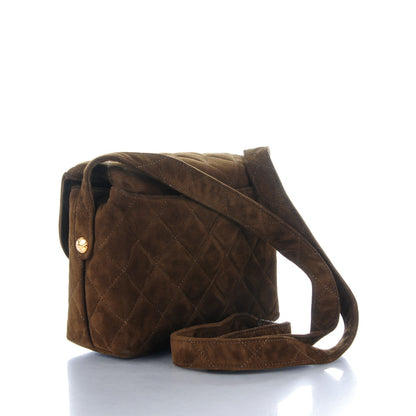 Chanel Suede Quilted Shoulder Bag Brown 3 of 9