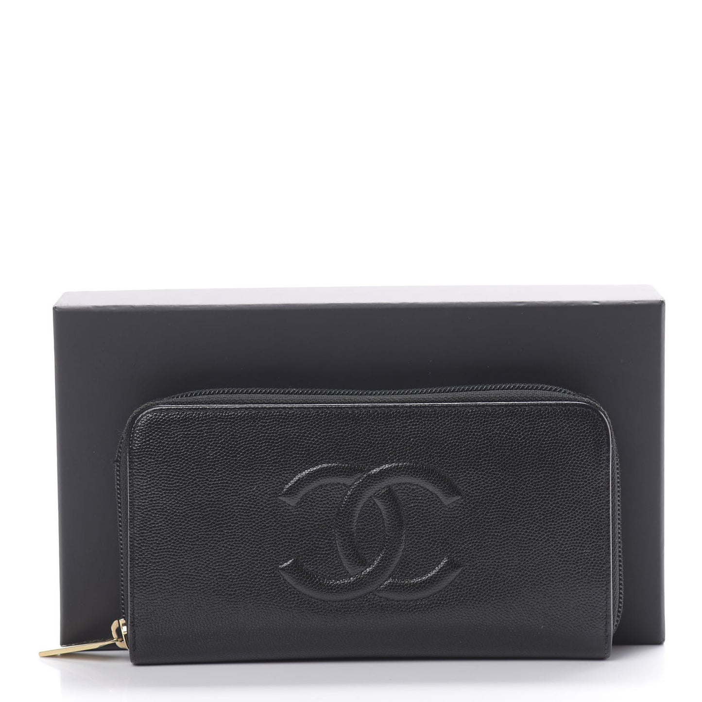Caviar Large Timeless CC Zip Around Wallet Black