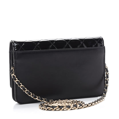 Chanel Patent Lambskin Quilted Wallet On Chain WOC Black 3 of 14