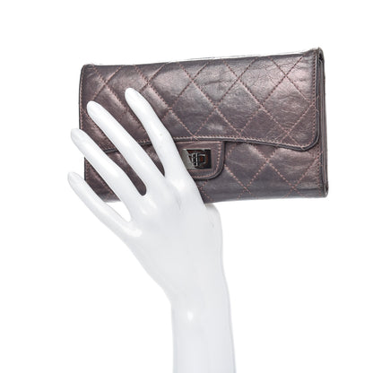 Chanel Metallic Aged Calfskin Quilted Reissue Long Flap Wallet Purple 2 of 12