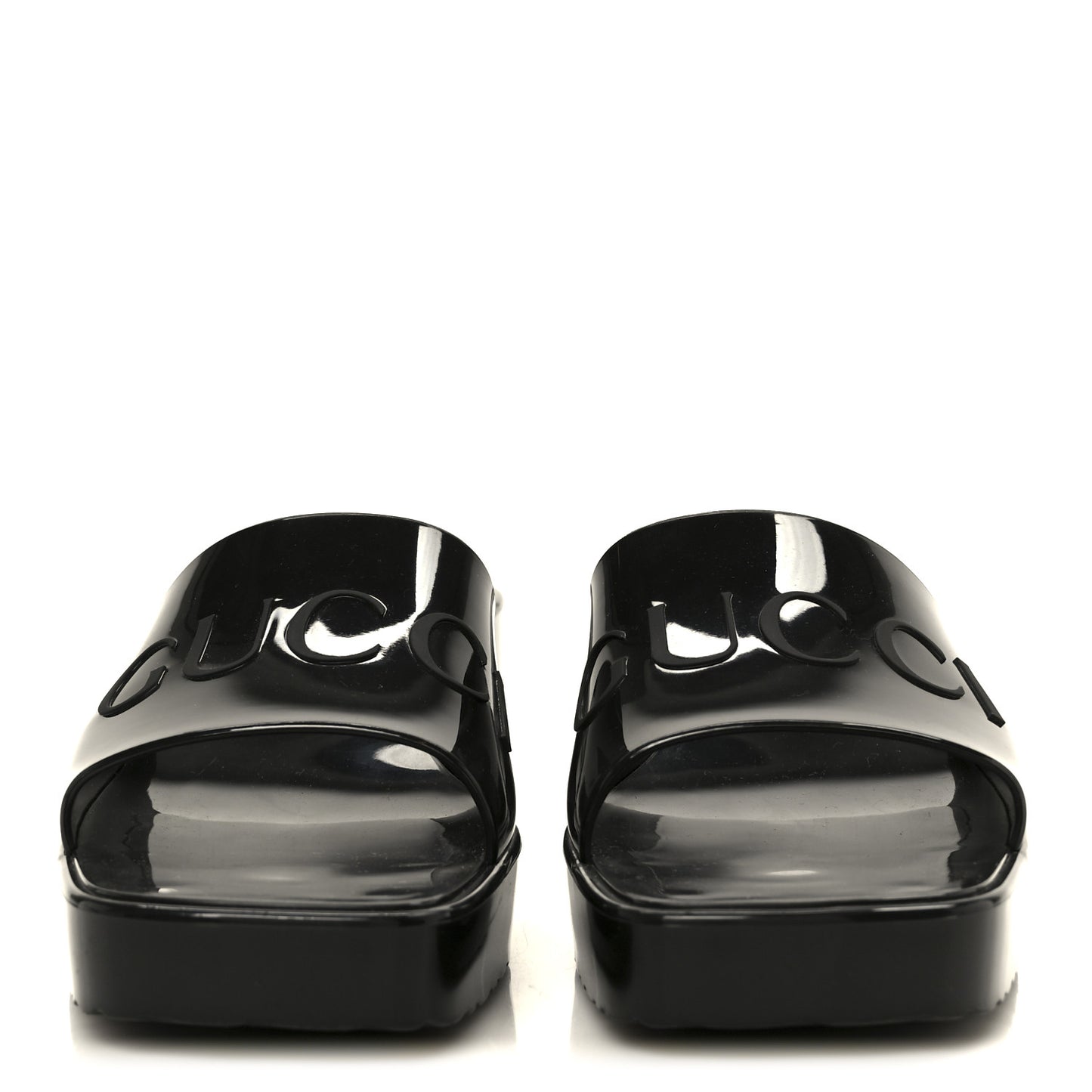 Rubber Gucci Logo Womens Platform 20/60mm Slide Sandals 38 Black