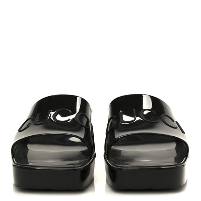 Gucci Rubber Gucci Logo Womens Platform 20/60mm Slide Sandals 38 Black 3 of 10