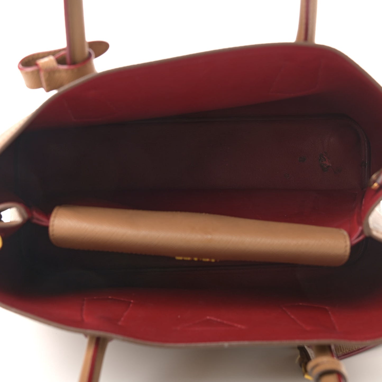 Saffiano Cuir Small Double Bag Caramel Fuoco