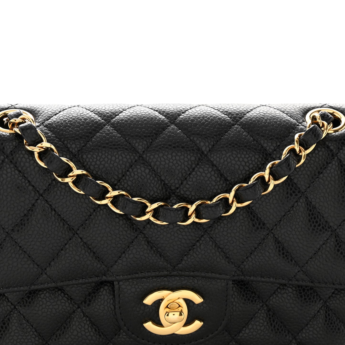 Caviar Quilted Small Double Flap Black