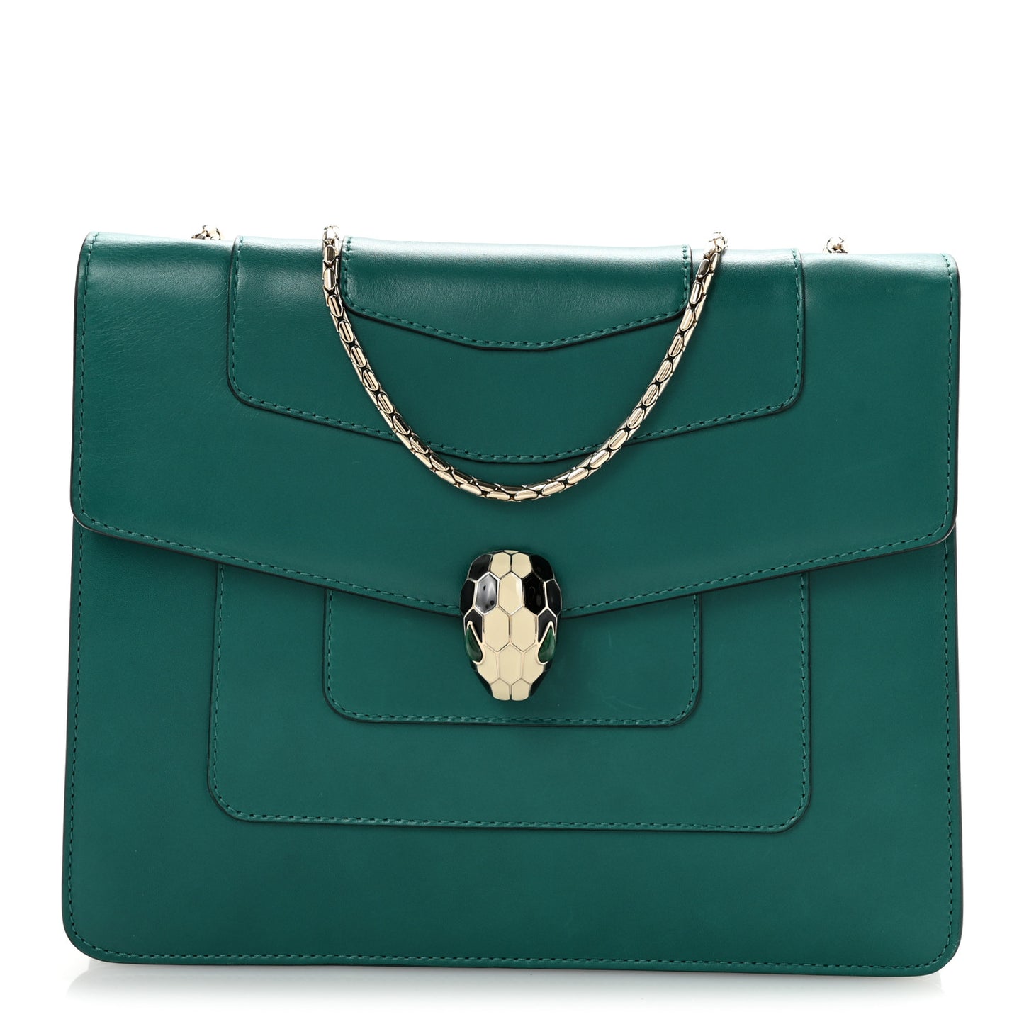 Calfskin Serpenti Forever Snake Strap Crossbody Bag Emerald Green