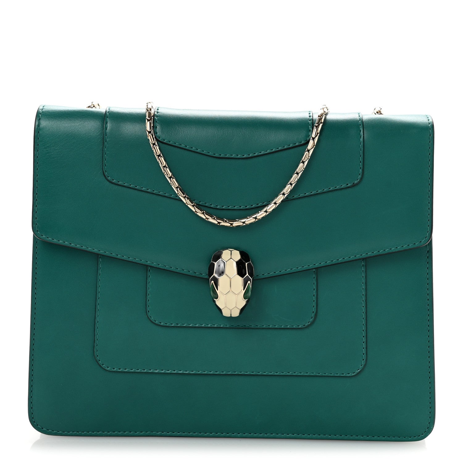 Bulgari Calfskin Serpenti Forever Snake Strap Crossbody Bag Emerald Green 1 of 13