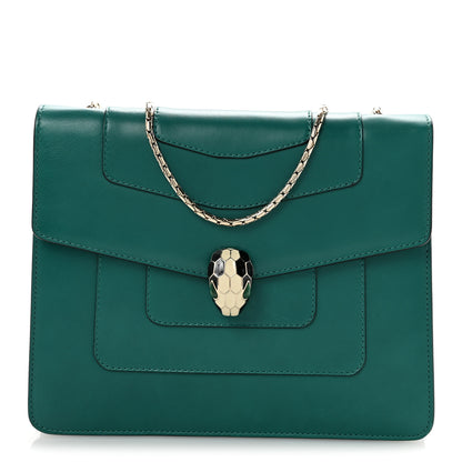 Bulgari Calfskin Serpenti Forever Snake Strap Crossbody Bag Emerald Green 1 of 13