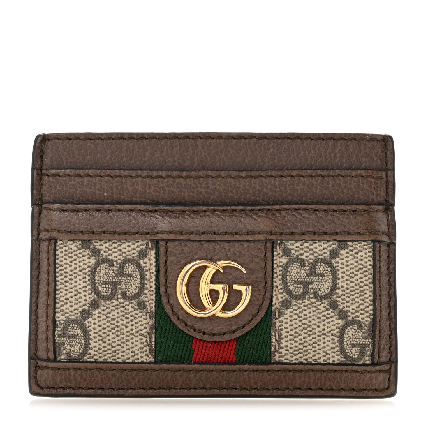 GG Supreme Monogram Textured Dollar Calfskin Ophidia Card Holder Beige Ebony New Acero