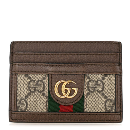 Gucci GG Supreme Monogram Textured Dollar Calfskin Ophidia Card Holder Beige Ebony New Acero 1 of 11
