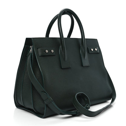 Saint Laurent Grained Calfskin Small Supple Sac De Jour Dark Vert 4 of 13
