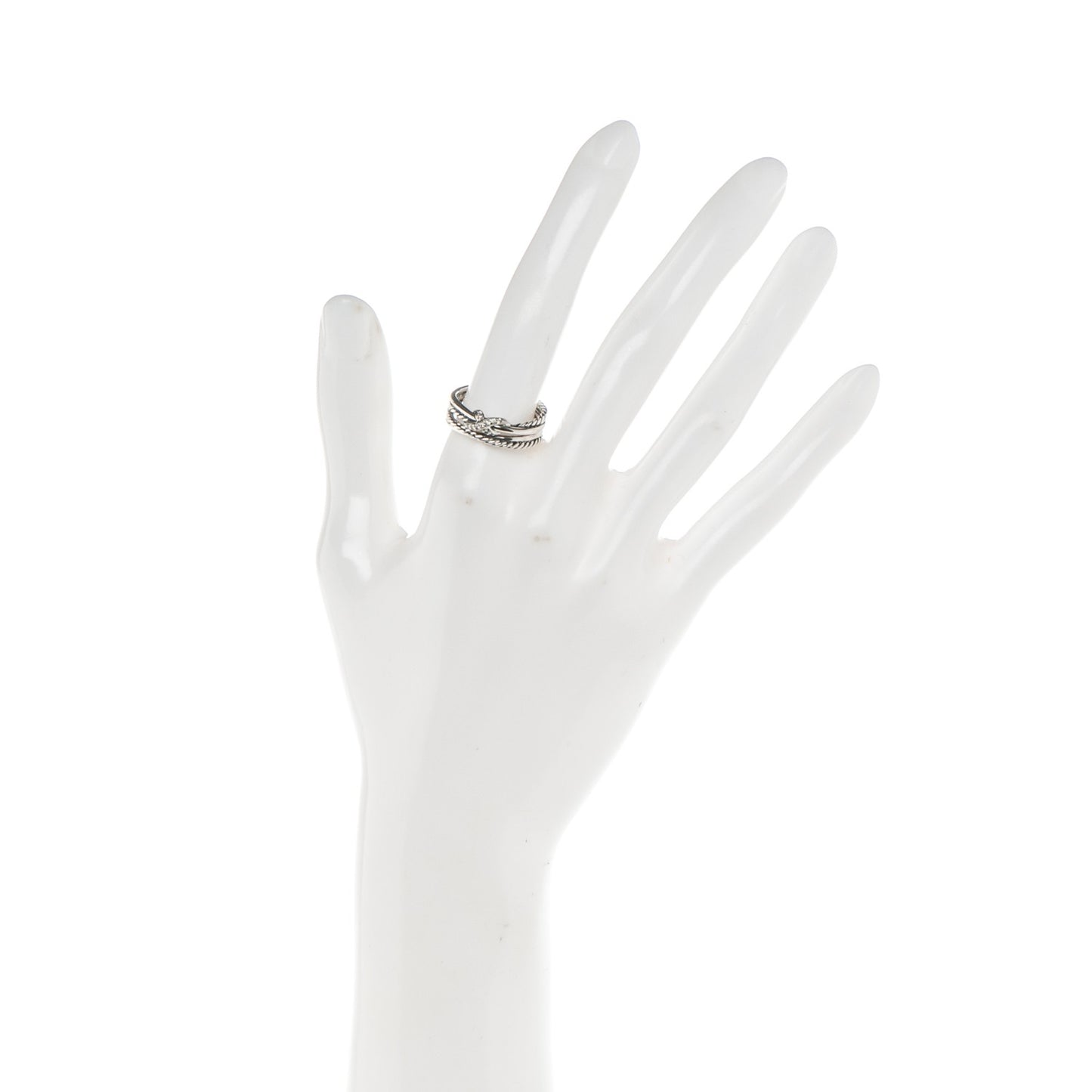 Sterling Silver Diamond X Crossover Ring 7.5