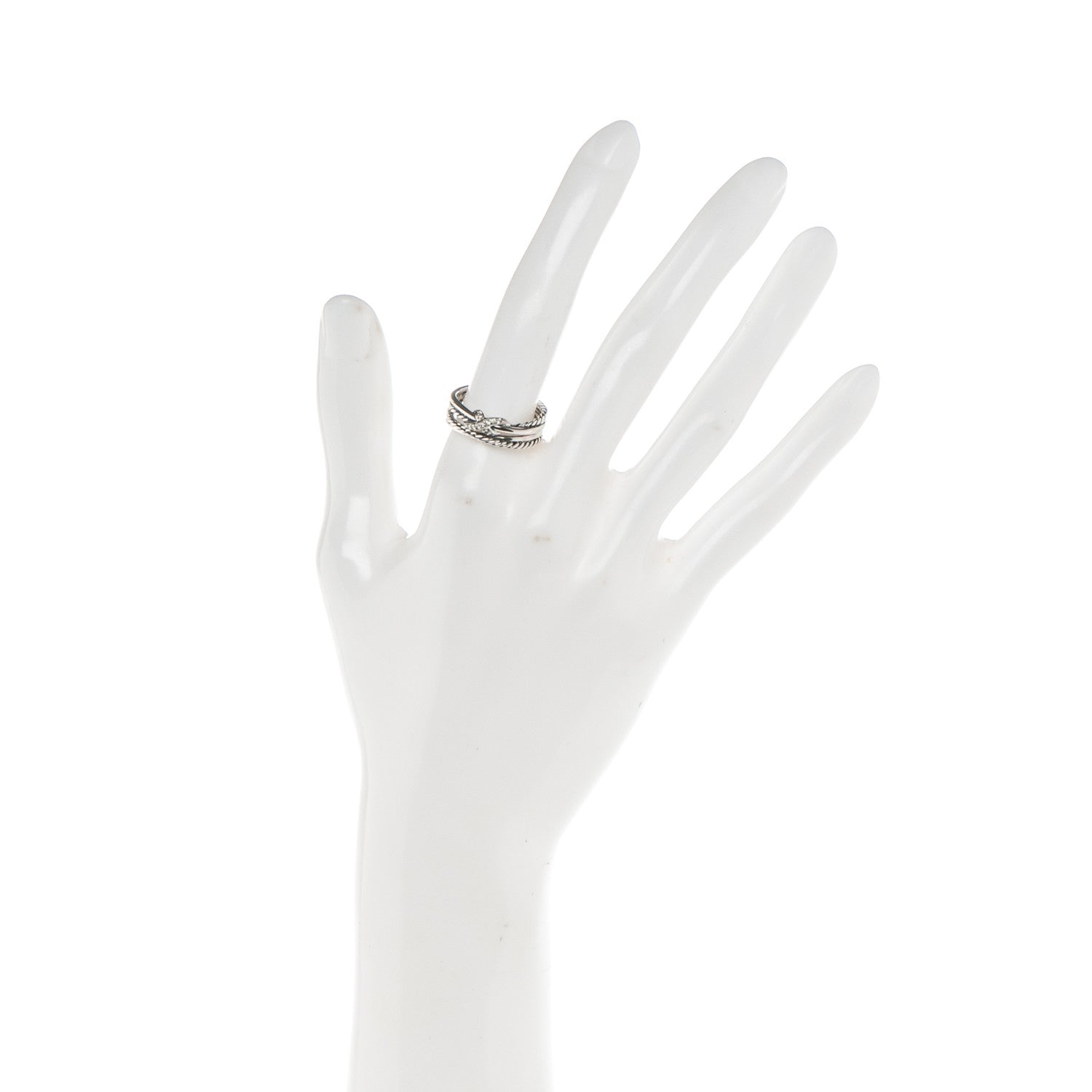 David Yurman Sterling Silver Diamond X Crossover Ring 7.5 2 of 6