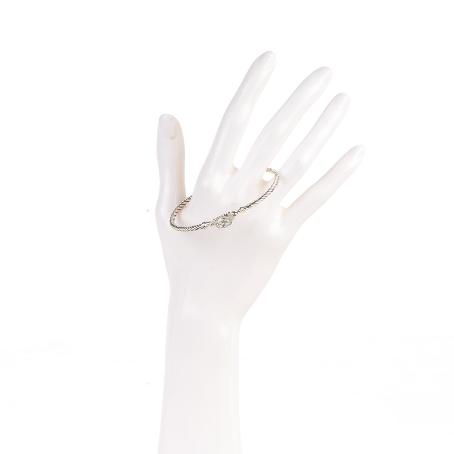Sterling Silver Diamond Prasiolite 3mm Petite Wheaton Bracelet