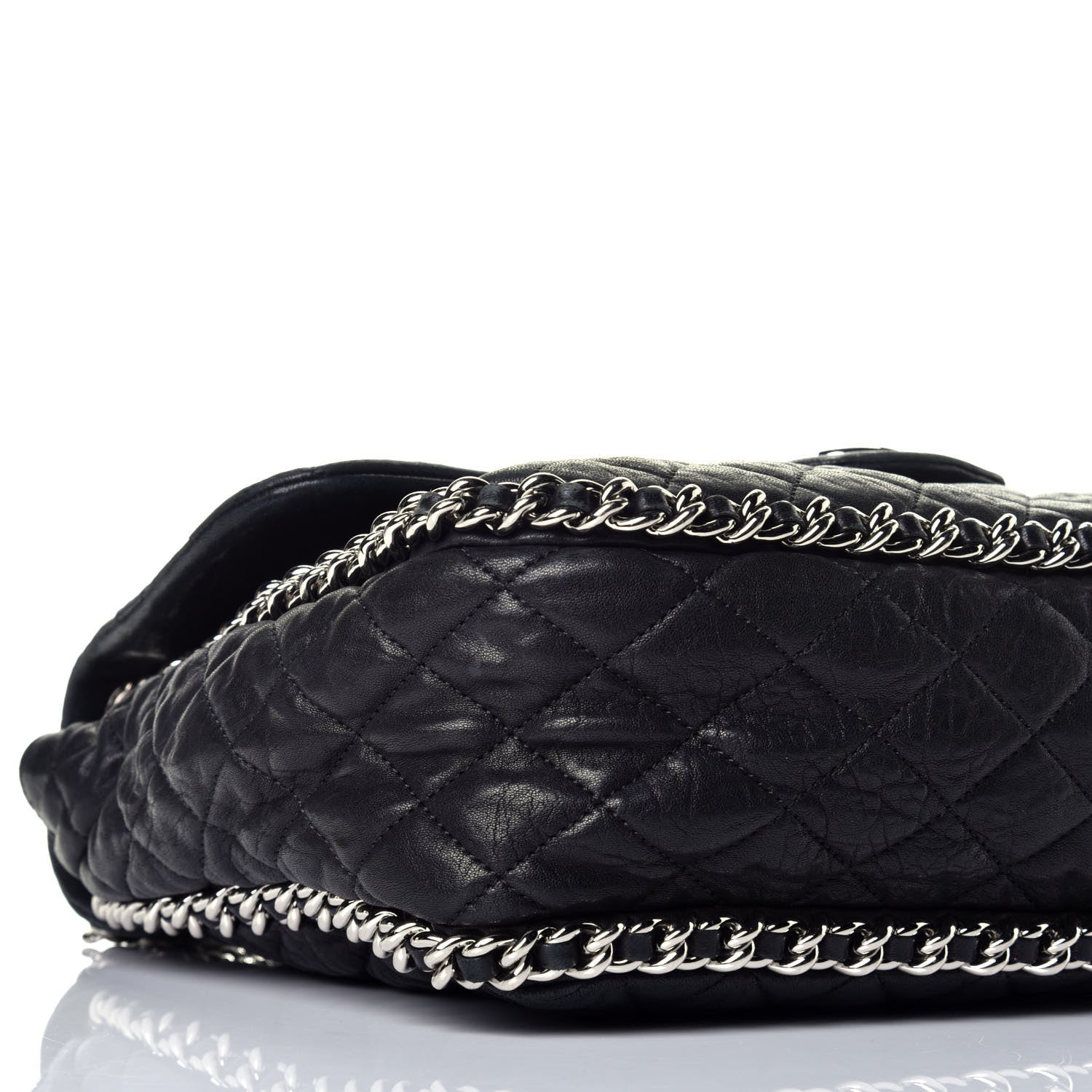 Chanel Washed Lambskin Quilted Maxi Chain Around Flap Black 8 of 9