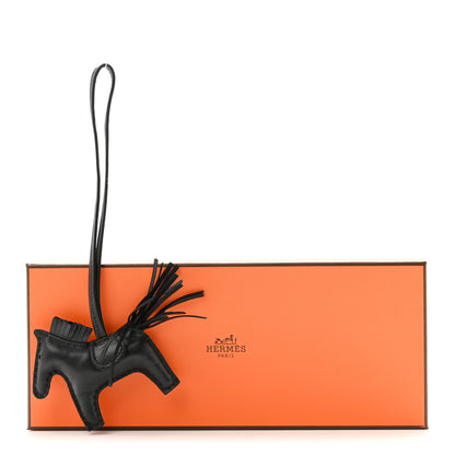 Hermes Milo Lambskin Grigri Rodeo Horse Bag Charm PM So Black 4 of 4