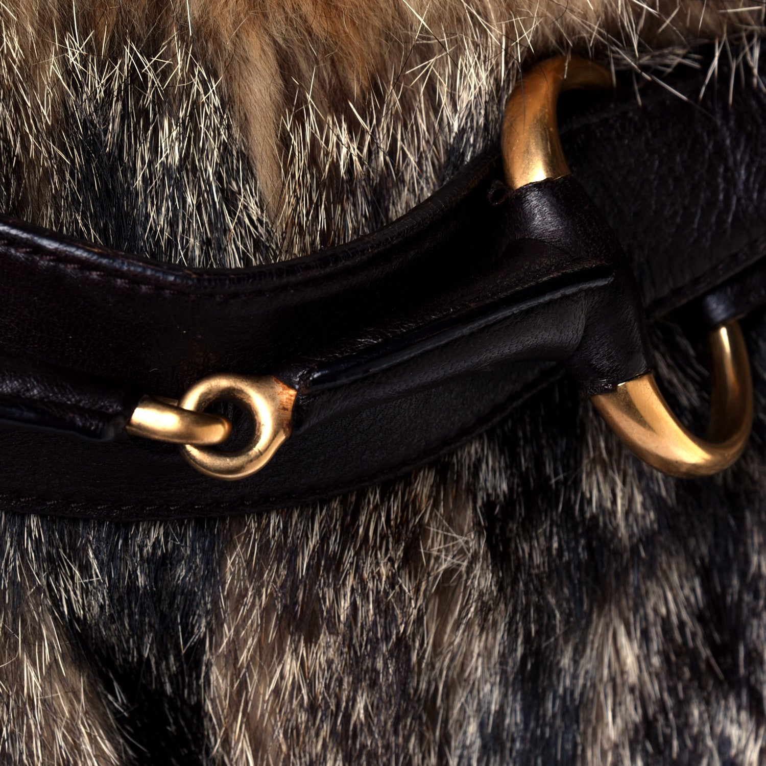 Gucci Raccoon Fur Large Horsebit Chain Hobo Brown 6 of 6
